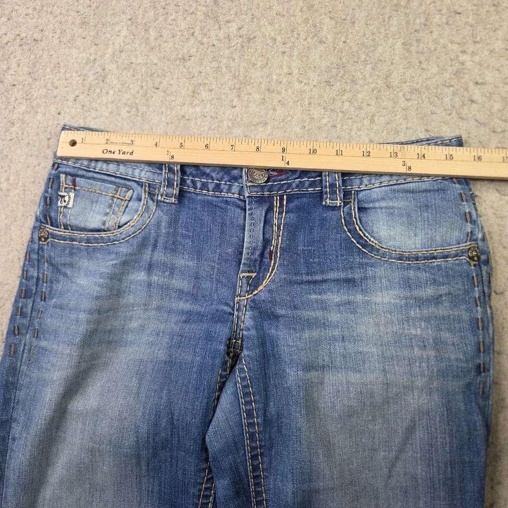 MEK Denim Aldan Slim Bootcut Jeans Mens 28x34 Dark Wash Heavy Stitch Blue